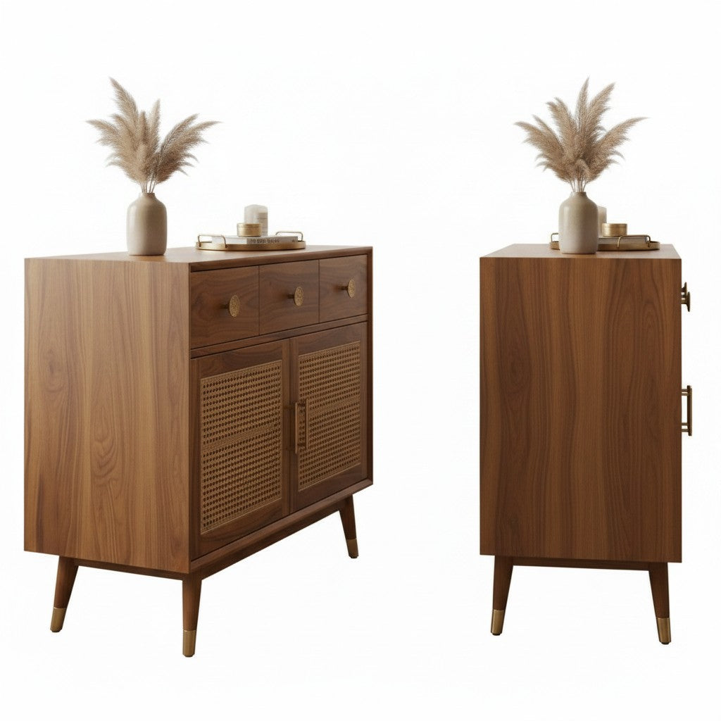 Vellore — Solid Sheesham Wood Cane Door Sideboard
