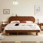 Elstow — Sheesham Wood Low Platform Bed with Spherical Legs