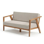 Solid Wood 2-Seater Sofa with Upholstered Cushions