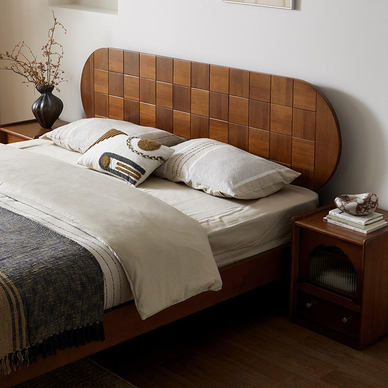 Elstow — Sheesham Wood Low Platform Bed with Spherical Legs