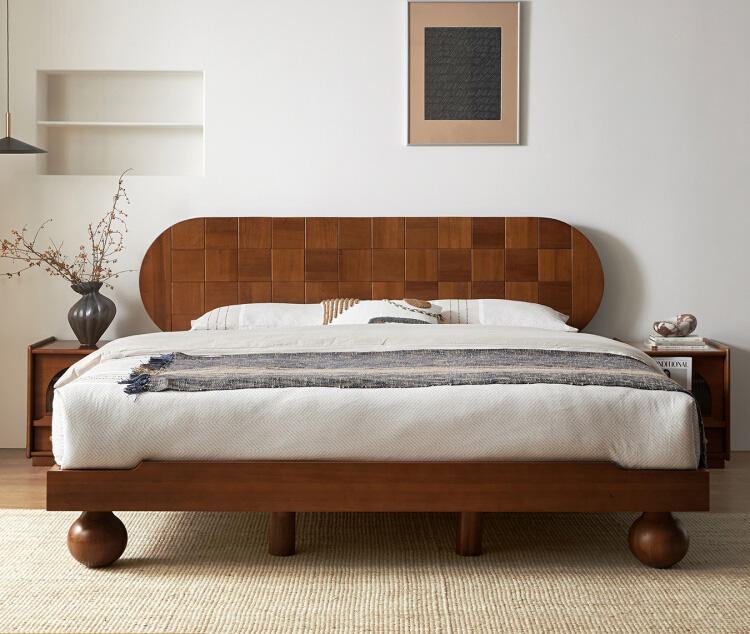 Elstow — Sheesham Wood Low Platform Bed with Spherical Legs