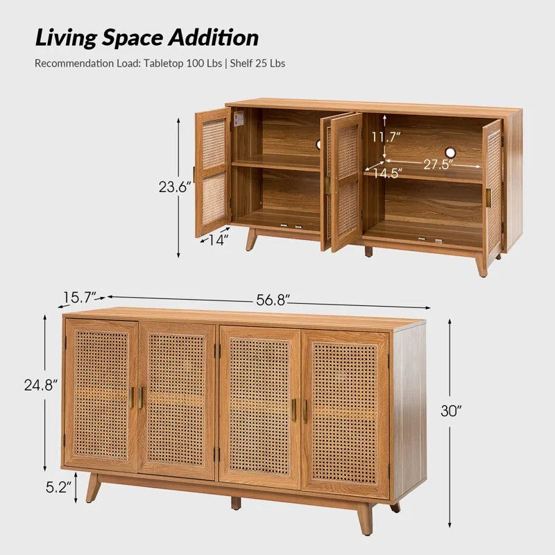 Adouer acacia cane four-door sideboard — source image 6