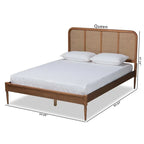 Cassia — Acacia Wood Cane Bed with Woven Rattan Headboard