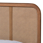 Cassia — Acacia Wood Cane Bed with Woven Rattan Headboard