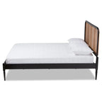 Cassia — Acacia Wood Cane Bed with Woven Rattan Headboard