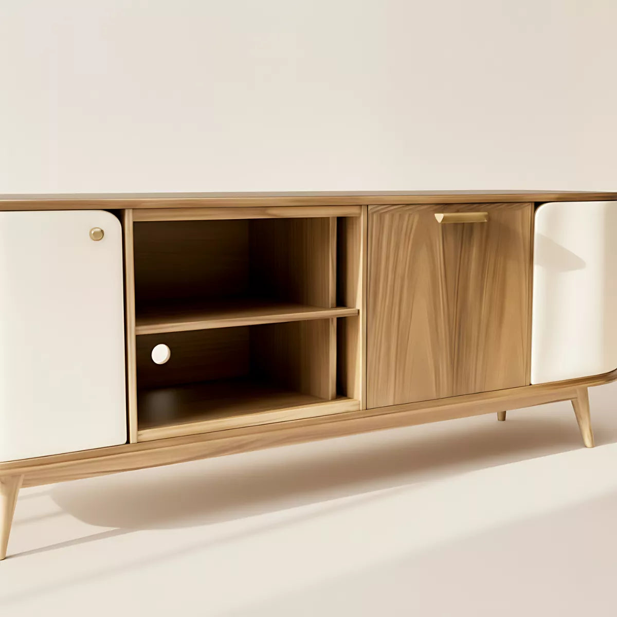 Ellery contemporary oak TV cabinet with curved edges — source image 4