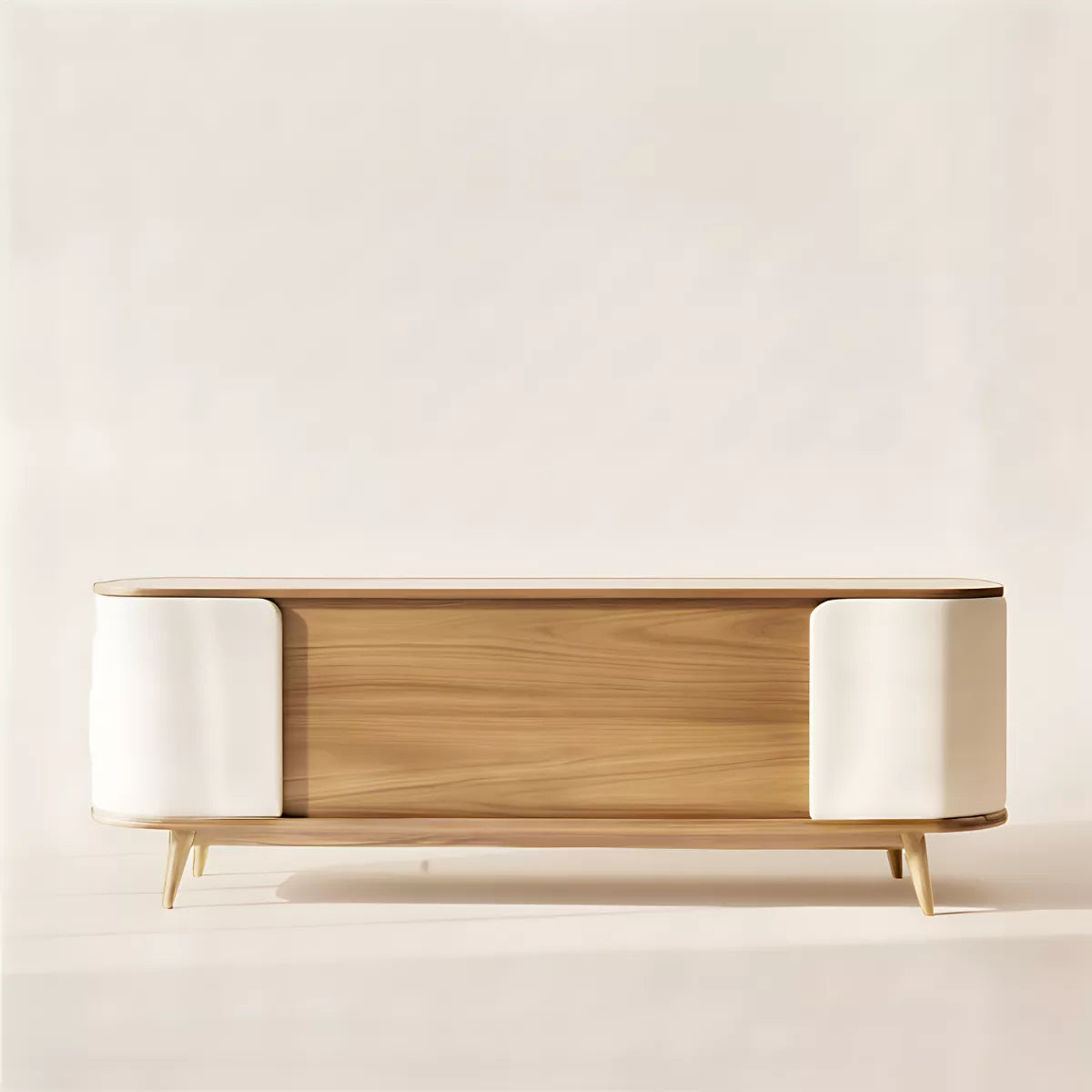 Ellery contemporary oak TV cabinet with curved edges — source image 5