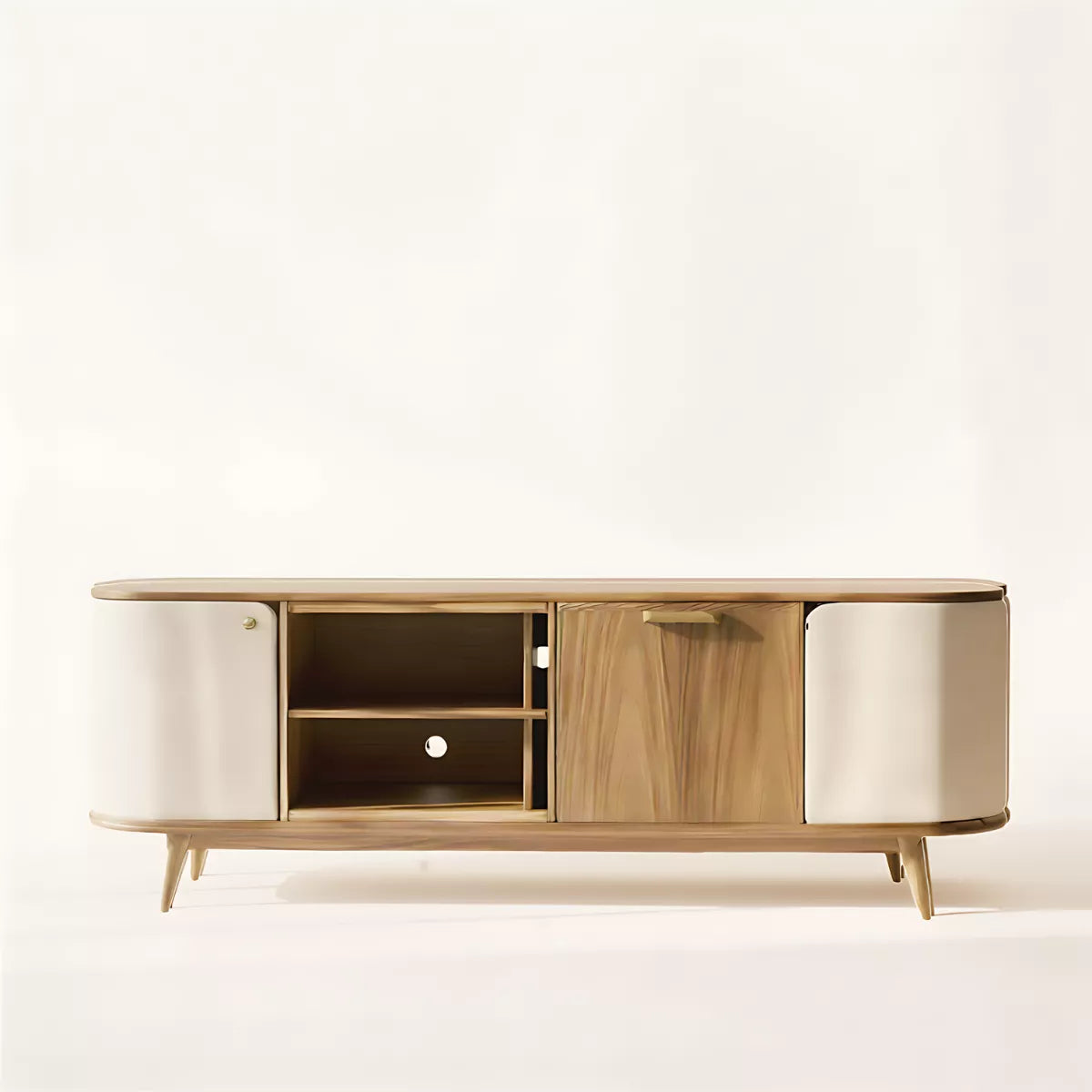 Ellery contemporary oak TV cabinet with curved edges — source image 3