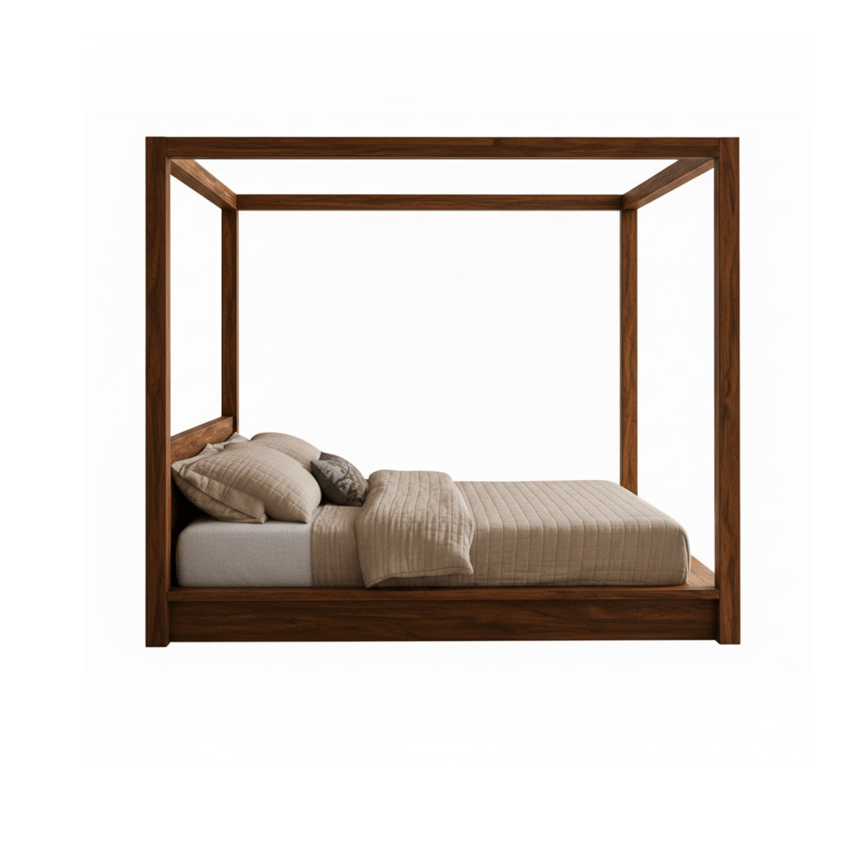 Harberton Sheesham Wood Open Canopy Bed with Low Headboard
