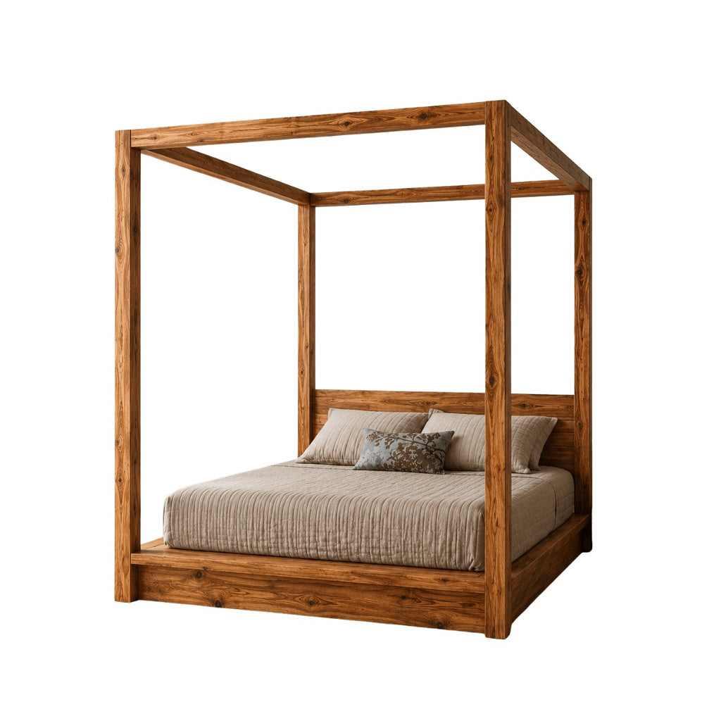 Harberton Sheesham Wood Open Canopy Bed with Low Headboard