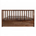 Homecrest Ardley front drawer bed featuring a solid dark wood frame with a slatted headboard design.