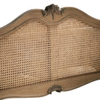 Homecrest Ancaster hand-carved mango wood bed headboard with natural rattan cane detailing and ornate floral carving