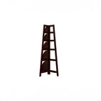 Homecrest Ashcombe corner bookshelf in dark solid sheesham wood with multiple open storage ledges.