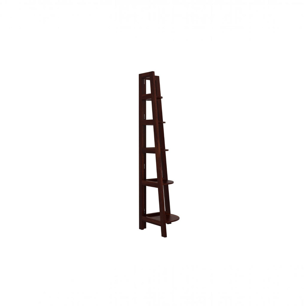 Homecrest Ashcombe tall ladder-style bookshelf in dark walnut sheesham wood with multiple open storage ledges