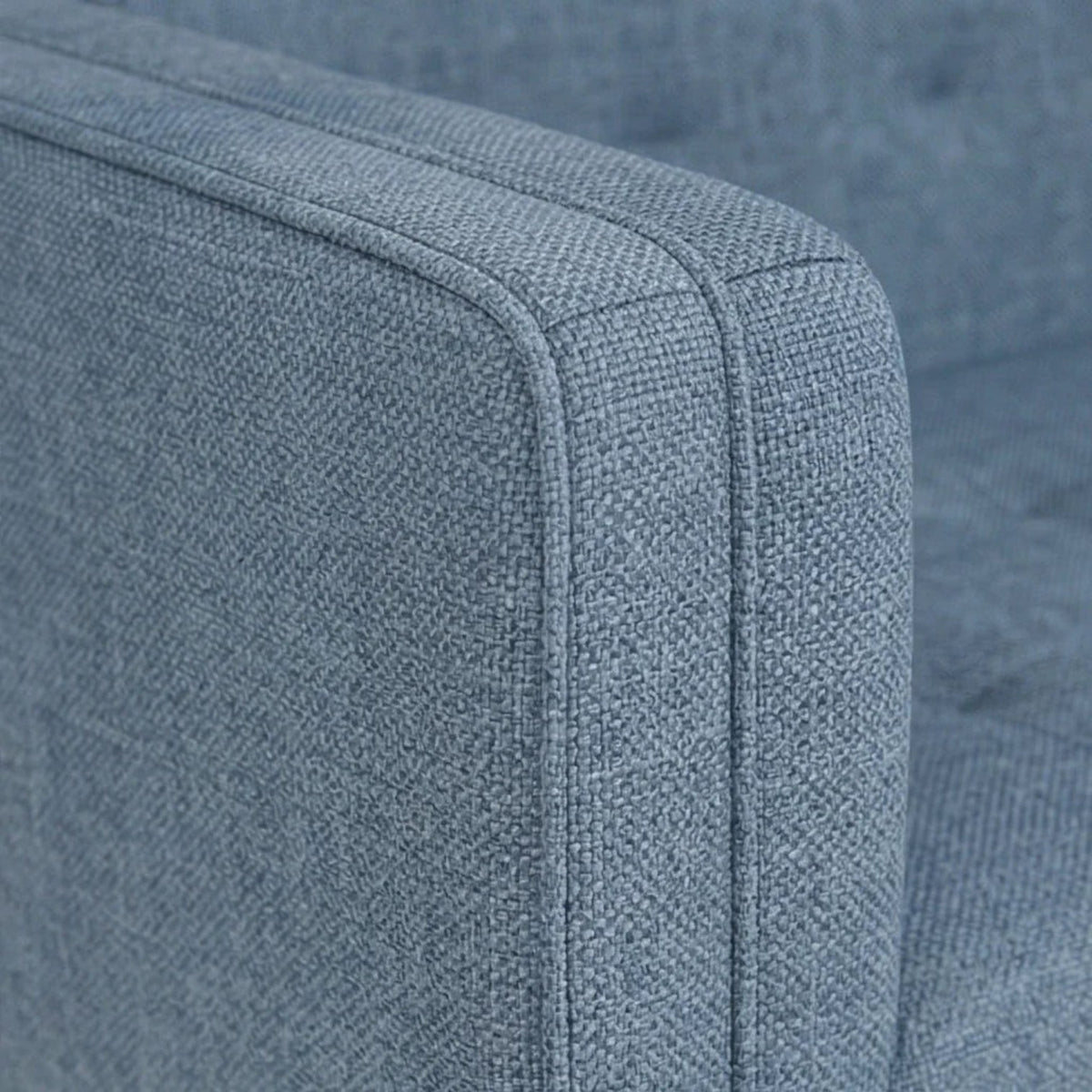 Homecrest 3-seater sofa featuring blue textured fabric upholstery with a modern box arm design and clean stitching