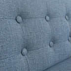 Homecrest blue fabric 3-seater sofa with a detailed tufted backrest and premium textured upholstery