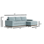 Homecrest Lomond 5-seater L-shaped sectional sofa in powder blue with solid wood base and integrated storage