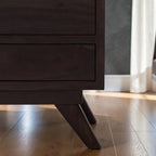 Homecrest Balcombe bedside table in solid dark hardwood with an antiqued stained finish and tapered wooden legs