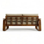 Homecrest Bramshaw 3 seater sofa featuring a solid wood frame with a natural finish and beige fabric cushions.