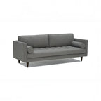 Homecrest Bicknor 2 seater sofa in gray suede velvet fabric with a solid wood frame and mid-century modern design.