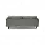 Homecrest Bicknor 2 seater sofa in gray suede velvet fabric with tapered wooden legs, back view
