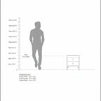 Homecrest Cranham bedside table dimension diagram showing a 51cm height next to a human silhouette for scale