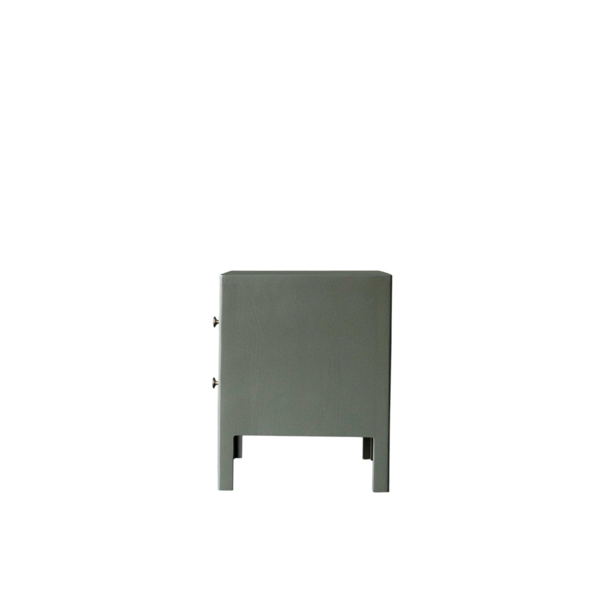 Homecrest Cranham bedside table in a sage green finish, crafted from solid kiln-dried hardwood with two drawers.