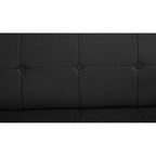 Homecrest Corbett black leatherette sofa bed featuring a tufted button design and smooth wipe-clean surface.