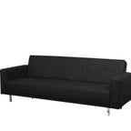Homecrest Corbett three-seater sofa cum bed in black leatherette with a solid wood frame and tufted backrest