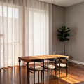 Homecrest Ellis rectangular 6-seater dining table made of seasoned teak wood with natural and teal accents