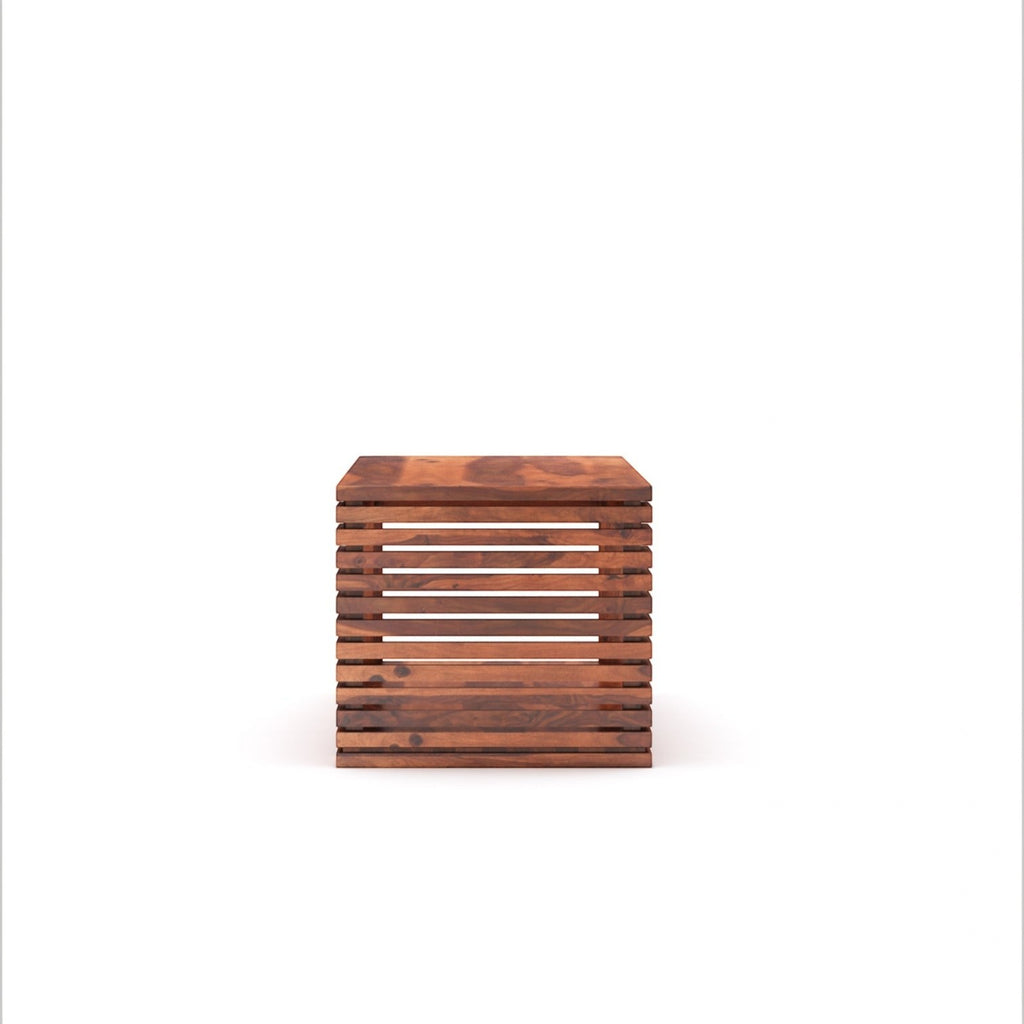 Homecrest Fenwick rectangular coffee table in solid sheesham wood with a slatted design and lower display shelf.