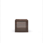 Homecrest Fenwick rectangular two-tier coffee table in dark walnut solid sheesham wood with slatted side design