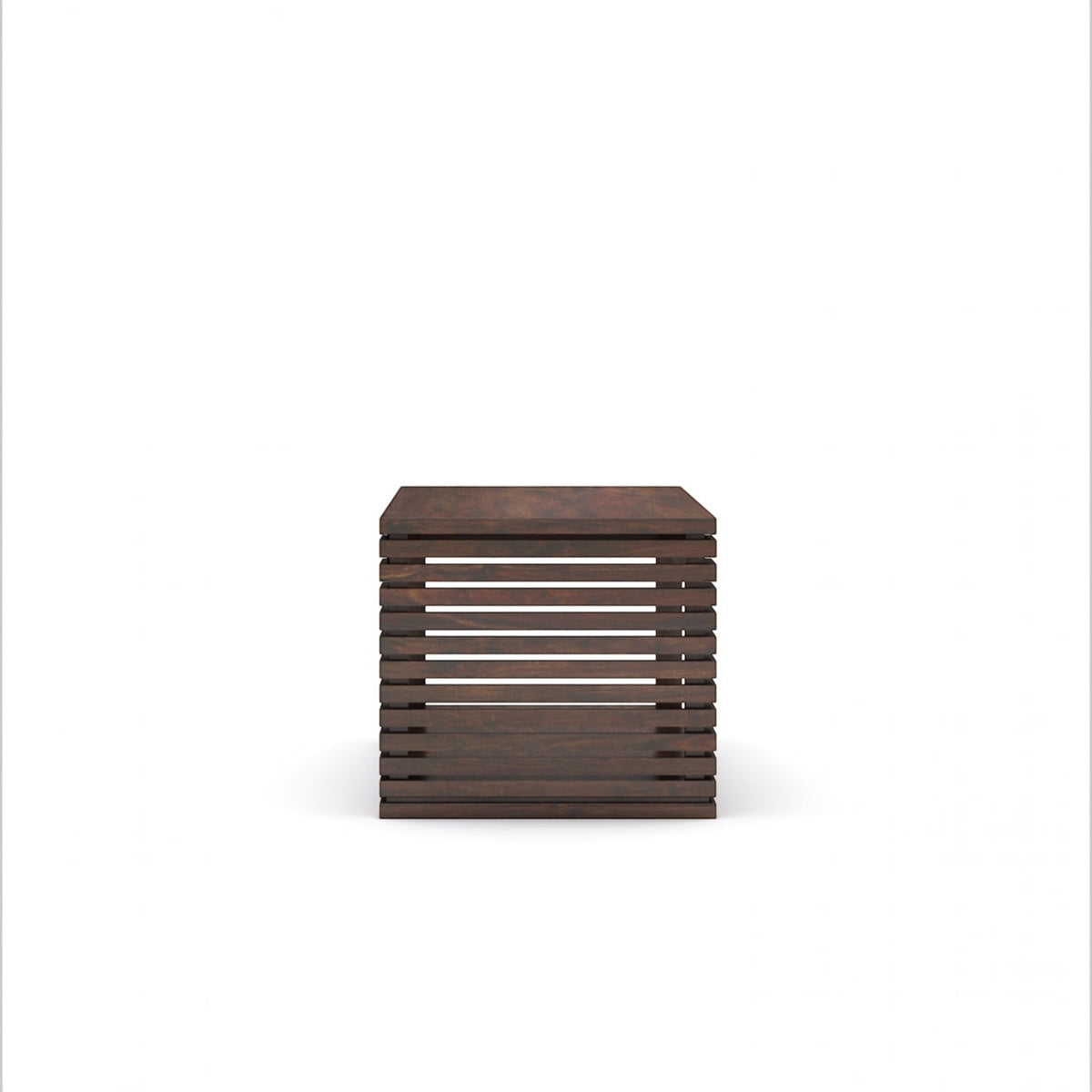 Homecrest Fenwick rectangular two-tier coffee table in dark walnut solid sheesham wood with slatted side design