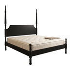 Homecrest Fordham poster bed in black acacia wood with a statement headboard and intricately carved bedposts