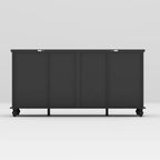 Homecrest Halstead twelve-drawer chest in black sheesham wood with slim designer legs and a wide rectangular frame.