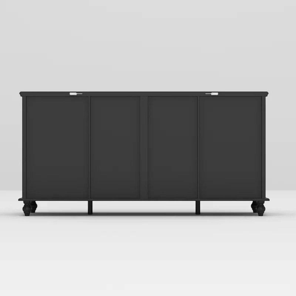 Homecrest Halstead twelve-drawer chest in black sheesham wood with slim designer legs and a wide rectangular frame.