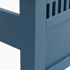 Homecrest Nyland indigo blue solid mango wood bed frame with a recessed panel headboard and matte finish