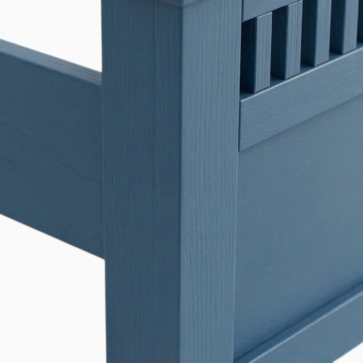 Homecrest Nyland indigo blue solid mango wood bed frame with a recessed panel headboard and matte finish