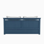 Homecrest Nyland indigo blue solid mango wood bed featuring a recessed panel headboard with a matte finish.