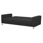 Homecrest Kesler compact sofa cum bed in dark grey polyester fabric with a solid wood frame and chrome legs