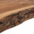 Homecrest Kestrel coffee table featuring a natural solid wood slab with a rustic live edge and organic wood grain