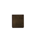 Homecrest Latimer bedside table in dark antiqued solid wood with a hand-carved finish and square silhouette.