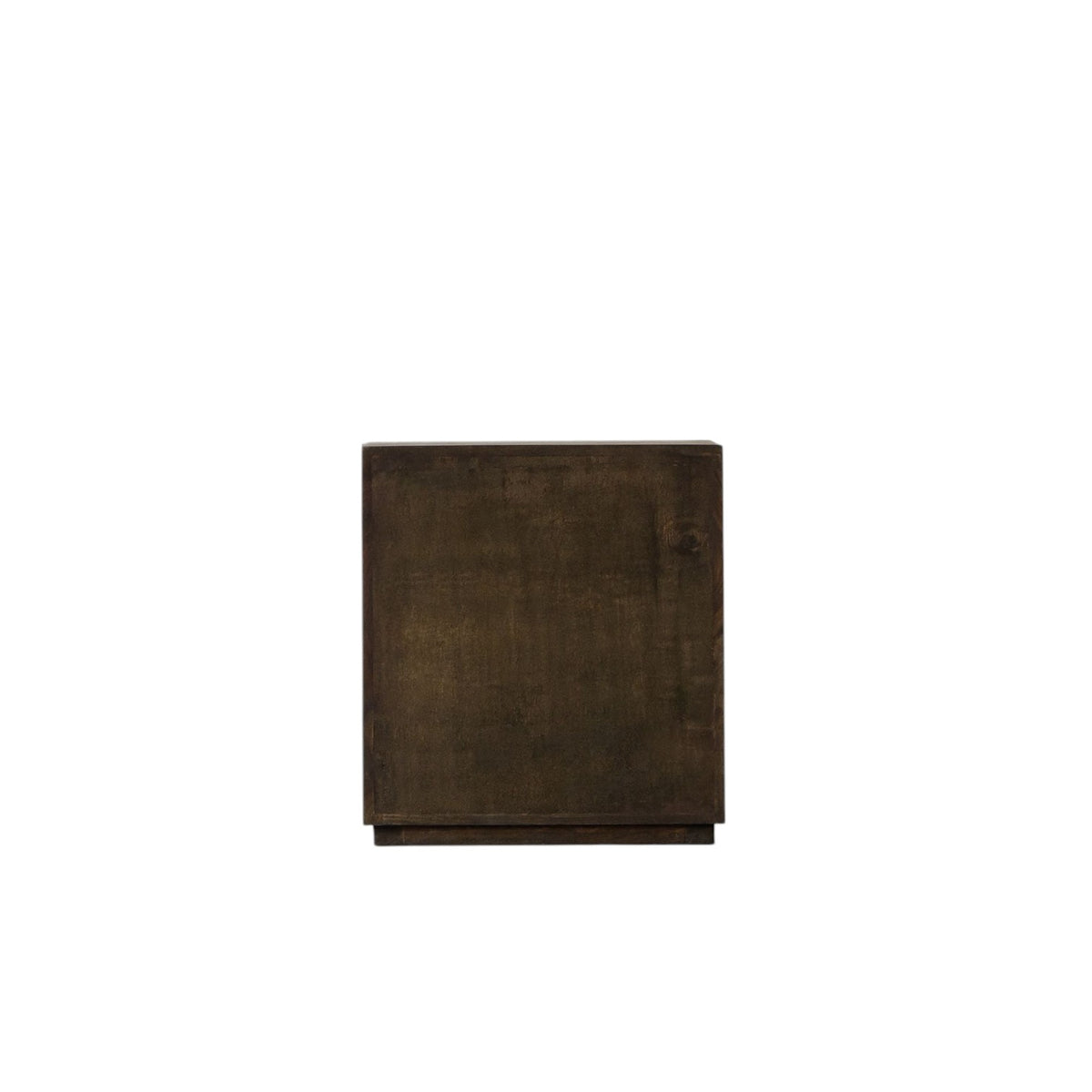 Homecrest Latimer bedside table in dark antiqued solid wood with a hand-carved finish and square silhouette.