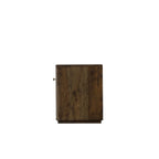 Homecrest Latimer bedside table in dark antiqued solid wood with a hand-carved finish and minimalist design.