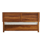 Homecrest Norbury solid wood platform bed featuring a natural finish and a horizontal slatted headboard design.