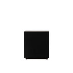 Homecrest Mersham bedside table in a minimalist black solid hardwood finish with a clean square design.