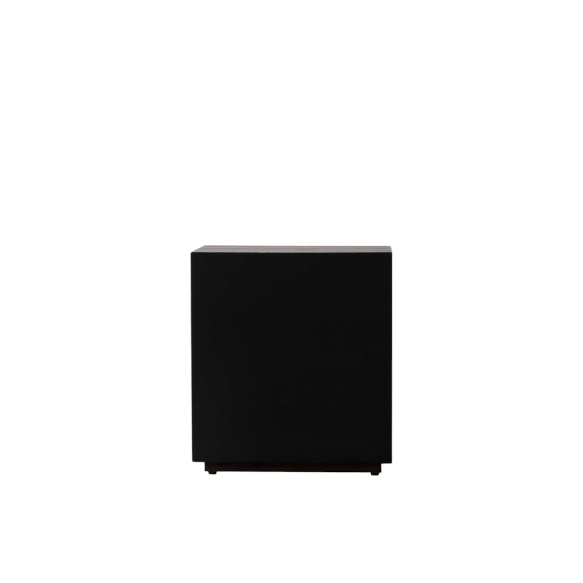 Homecrest Mersham bedside table in a minimalist black solid hardwood finish with a clean square design.
