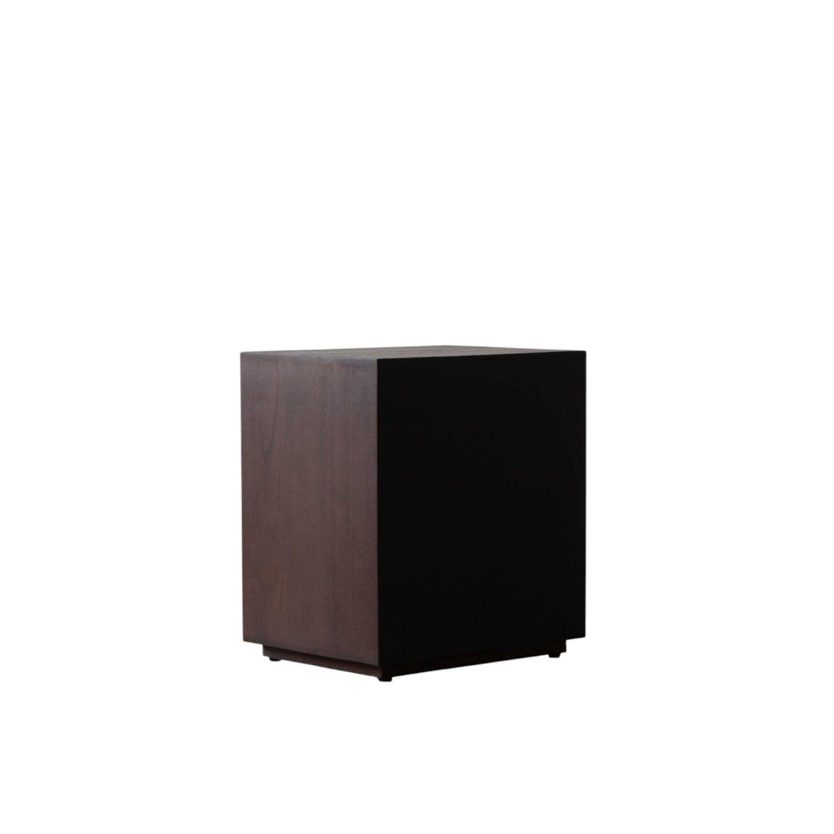 Homecrest Mersham bedside table in dark solid hardwood with a minimalist cube design