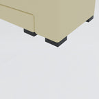 Homecrest Merrow L-shape sofa bed in beige velvet with solid wood frame and black block feet