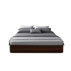 Homecrest Neave solid sheesham wood storage bed in dark finish, featuring a minimalist headboard-free design.